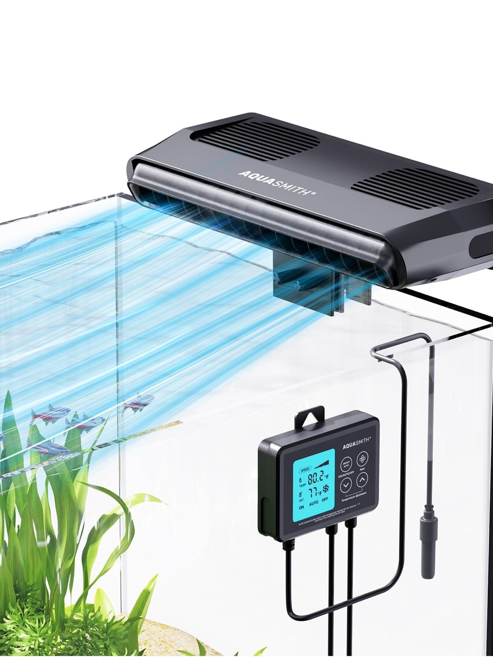 AQUASMITH Aquarium Chiller Fan,Fish Tank Cooler Temperature Control